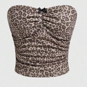 ROMWE Leopard Print Strapless Top. Size XS. NWT